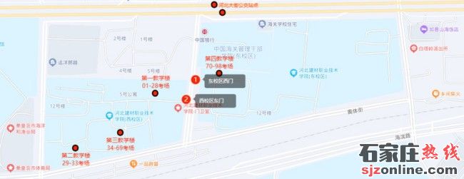 河北建材職業(yè)技術(shù)學(xué)院2023高職單招考試考場(chǎng)分布圖