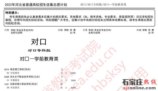 河北對(duì)口專(zhuān)科批征集志愿計(jì)劃