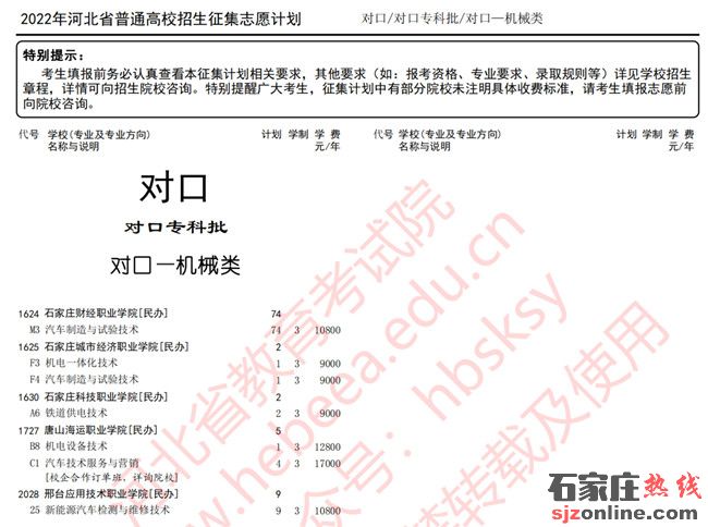 河北對(duì)口專(zhuān)科批征集志愿計(jì)劃