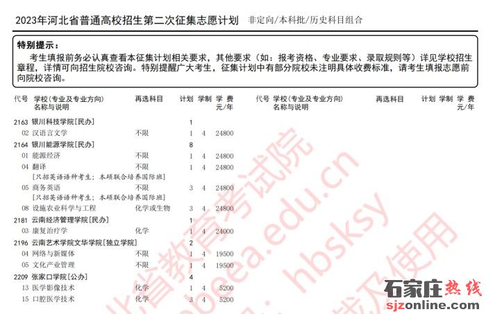 河北本科批征集志愿計(jì)劃